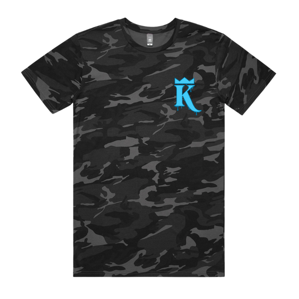 King Lou Dripping K Crown T-Shirt- Black Camo